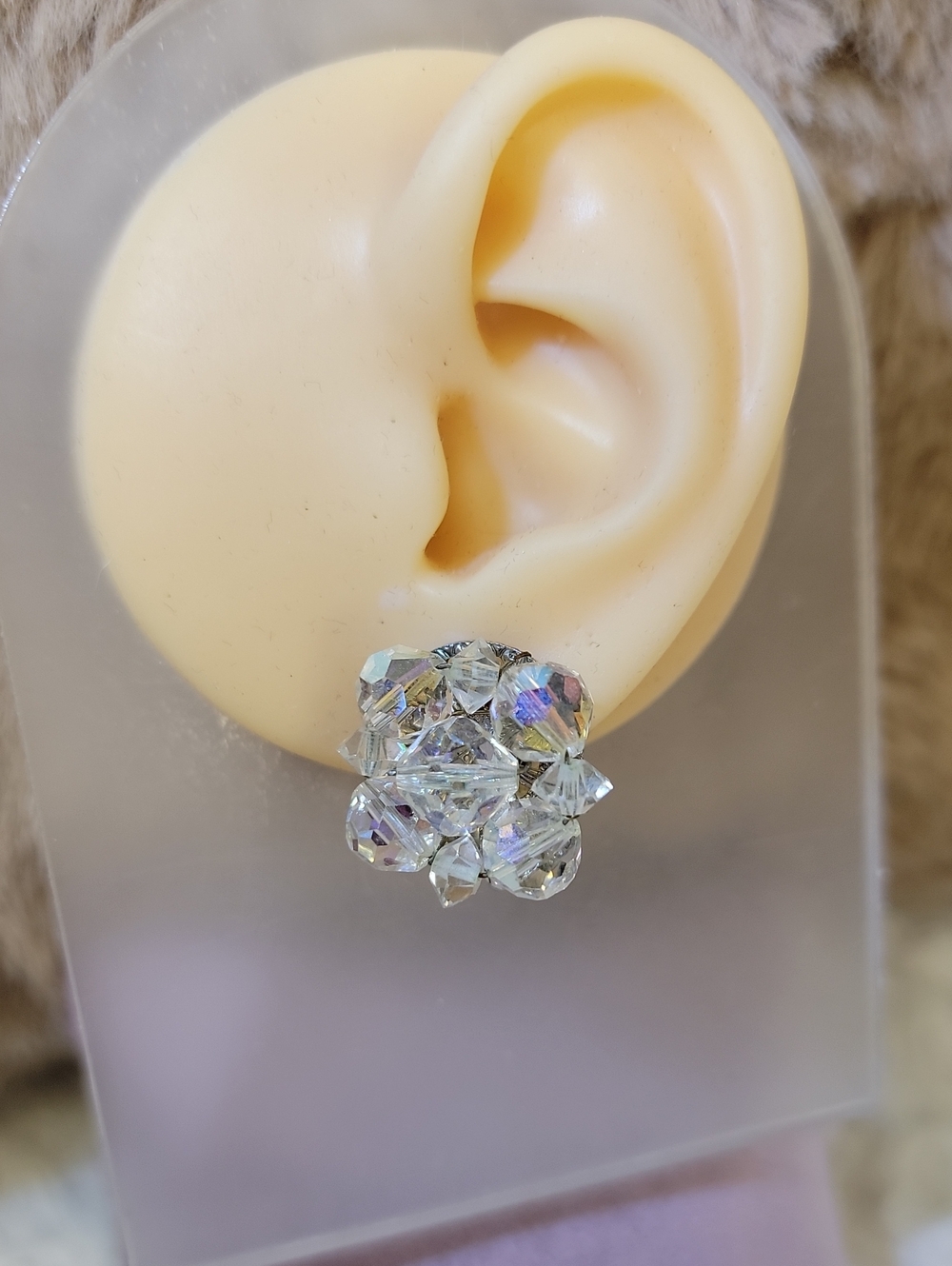 Vintage Coro Aurora Borealis Cluster Iridescent Earrings